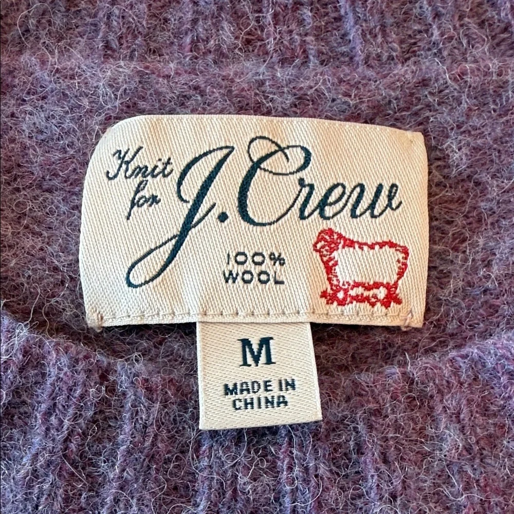 J. Crew Lavender and Olive Striped Crewneck Sweater